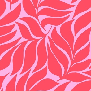 Wavy Leaves Hot Pink on Candy Pink - L