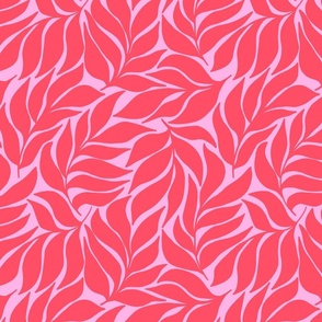 Wavy Leaves Hot Pink on Candy Pink - M