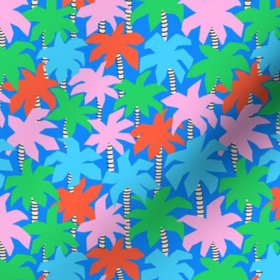 Colorful Palm Trees Blue Red Green - S