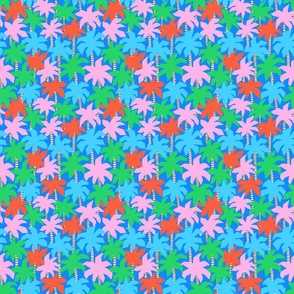 Colorful Palm Trees Blue Red Green - S