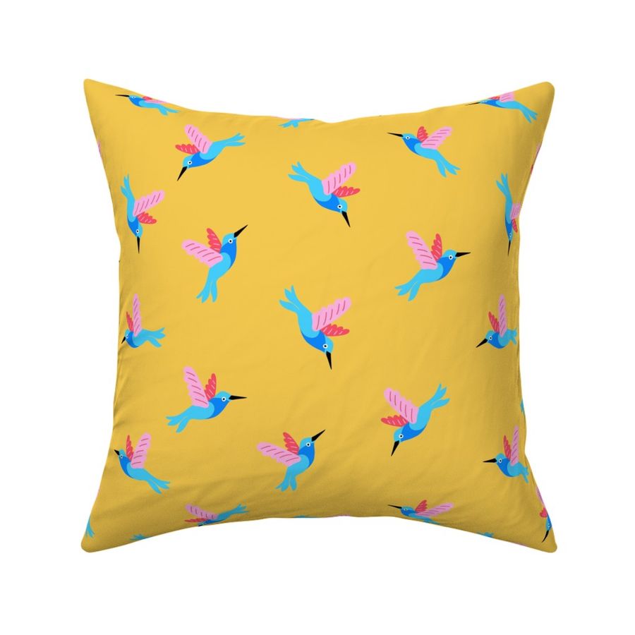 Humming Birds Blue Pink Yellow - M