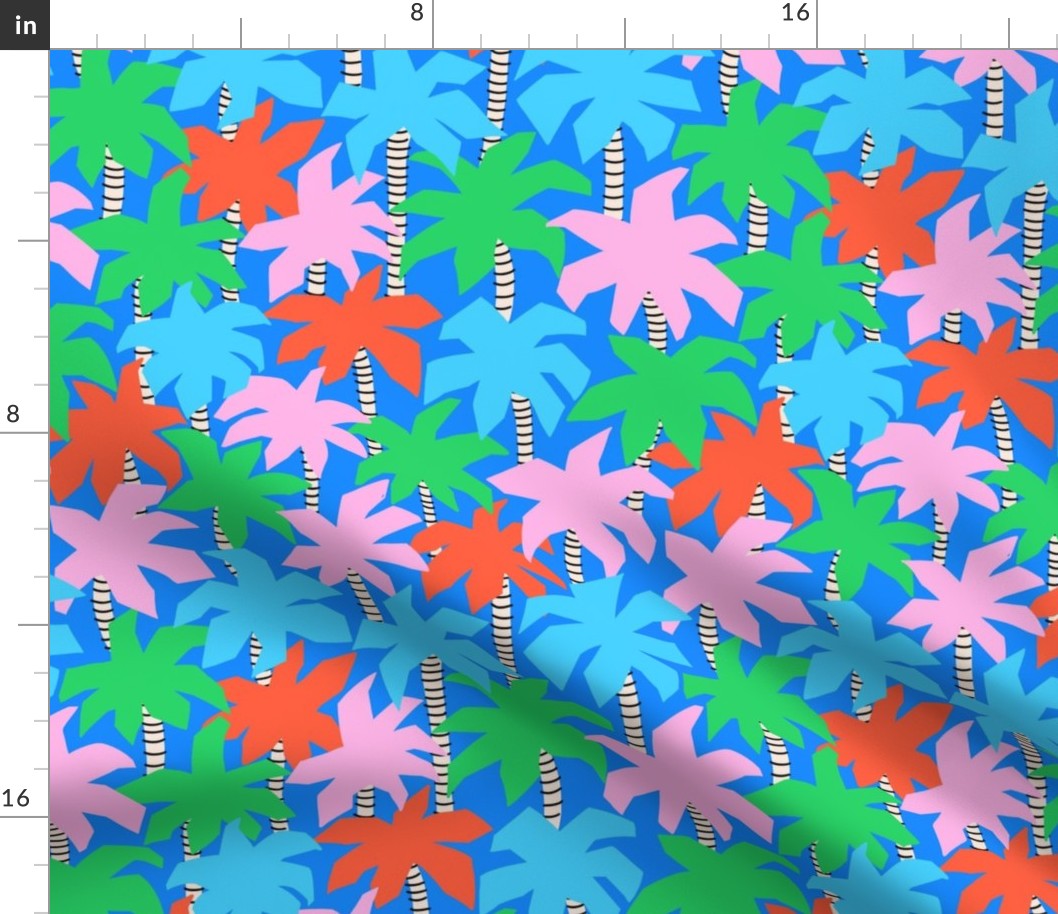 Colorful Palm Trees Blue Red Green - M