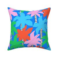 Colorful Palm Trees Blue Red Green - L