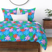Colorful Palm Trees Blue Red Green - L