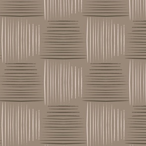 Simple scratch basket weave check squares, hand drawn lines in moody warm neutrals