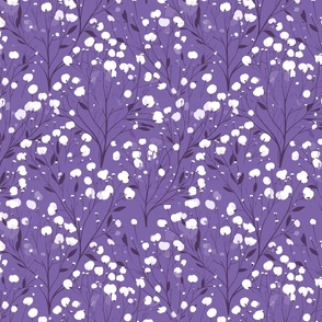 Abstract white flowers on darker purple / Amethyst / Violet , winter flowers - small scale