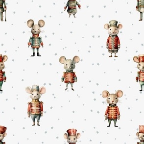 White Nutcracker Mice dresses in clothes mouse Christmas nutcracker ballet quilting Christmas mice 