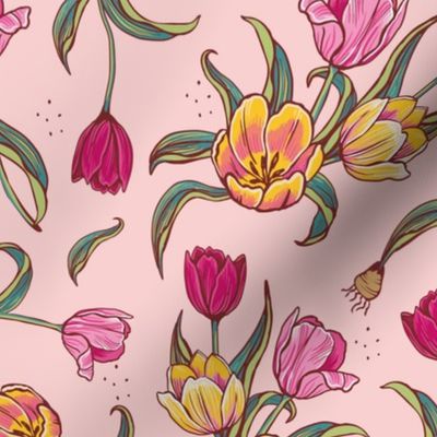 Tulips on Pink