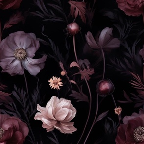 Glamorous Gothic moody dark floral large print flower dark moody vibe