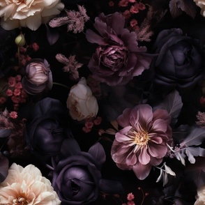 Moody rich floral gothic glam dark botanical dramatic flower rich red black floral Victorian noir