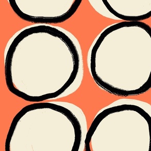 Contemporary Dots White Black on Vibrant Peach - XL