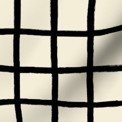 Black Ink Grid on Off White -L