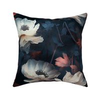 Watercolor moody floral peony with gothic black and white flower dramatic glam decor