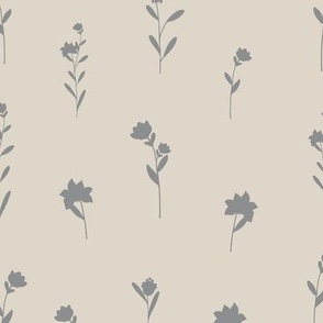  Minimalist Wildflower Garden, Earthy Floral Print, Muted Beige_16'x16'