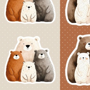 Teddy Bear Family Sticker Panels Large 12x12 Cut and Sew Loveys or Wall Decals