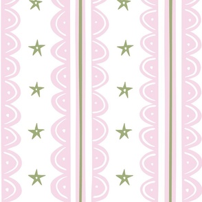 doodle stripes/pink green white/large