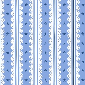 doodle stripes/bright blue cream