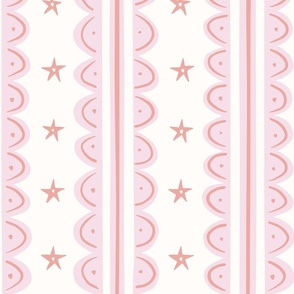 doodle stripes/peach pink cream/large