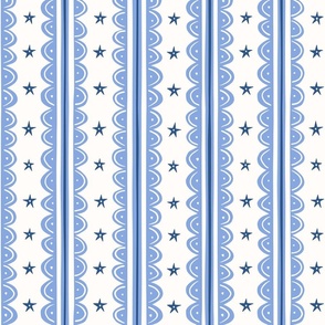 doodle stripes/cream cornflower blue navy