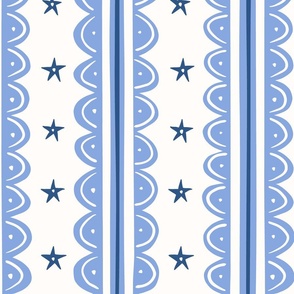 doodle stripes/cream cornflower blue navy/large