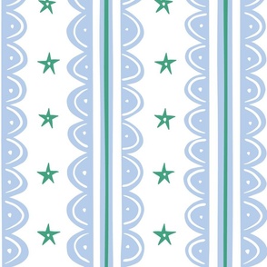doodle stripes/light blue green white/large