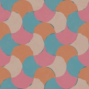 Retro Scalloped Harmony Chic Pink, Teal, and Orange Geometric Pattern