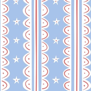 doodle stripes/red white blue/large