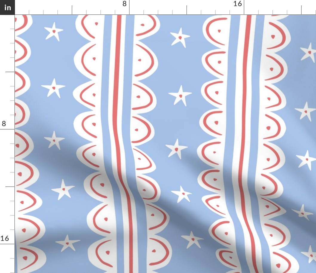 doodle stripes/red white blue/large