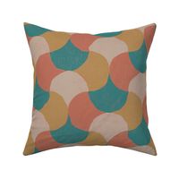 Retro Scalloped Harmony Scales Autumnal Retro Elegance Earthy Toned Textured Semicircle Pattern