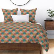 Retro Scalloped Harmony Scales Autumnal Retro Elegance Earthy Toned Textured Semicircle Pattern