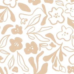 Wobbly Florals - Neutral - Large Scale