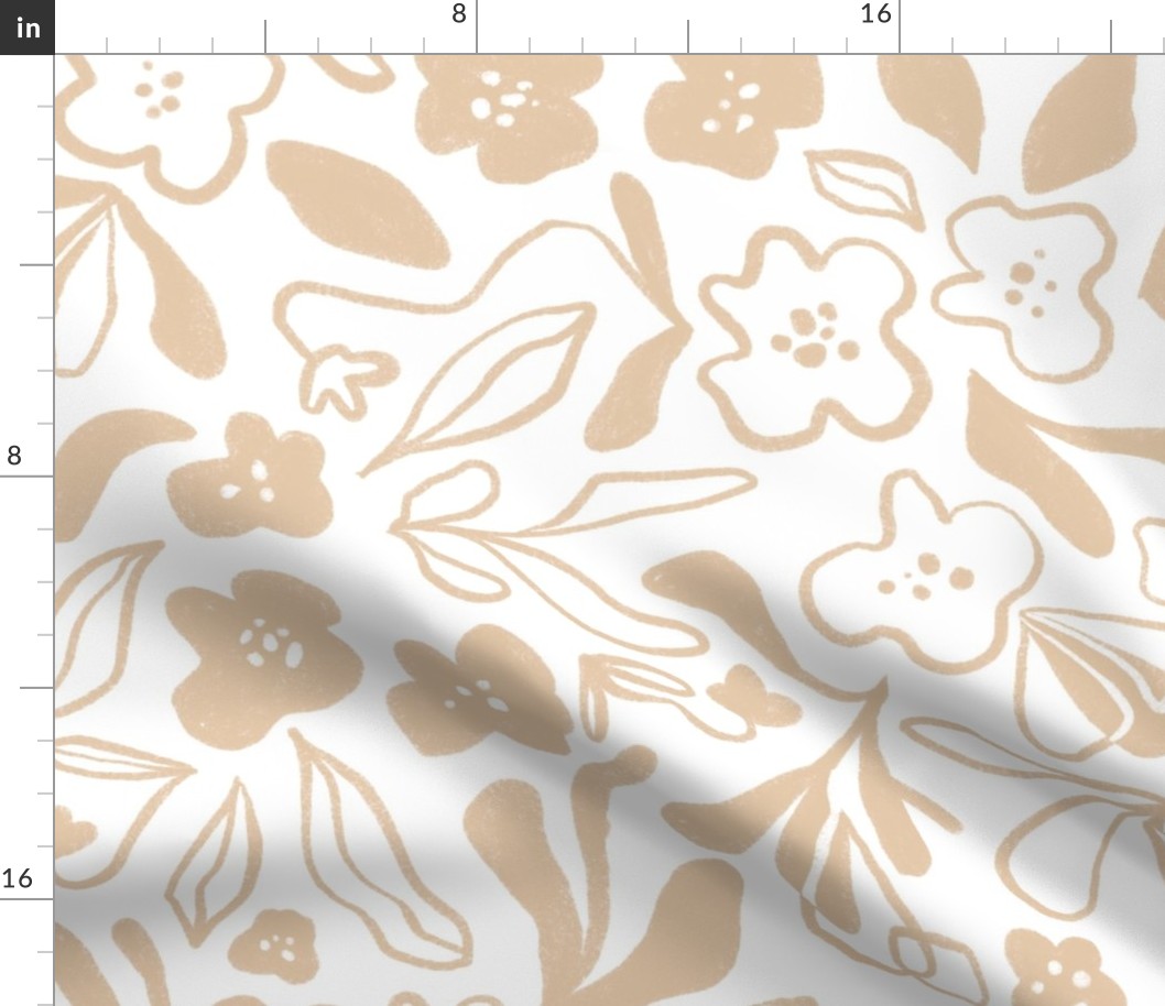 Wobbly Florals - Neutral - Large Scale