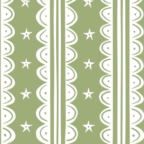 doodle stripes/green white/large