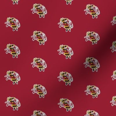 Maryland Crabs on red background - 4 Crabs per 12 inch width