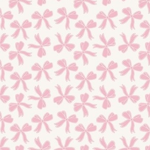 Cute Pink and White Bows Small Scale Fabric Home Decor