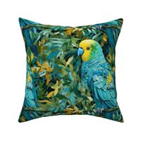 van gogh inspired green yellow parakeet