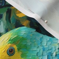 van gogh inspired green yellow parakeet