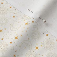 Cosmic Celestial Wallpaper Yellow and Cream sun moon stars design zodiac witchy 4in