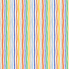 Colorful Fun Stripes Vertical Red Green Blue Yellow Off-White - XS