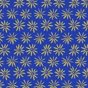 Simple Circular Flower 2 tone small floral print in blue and yellow