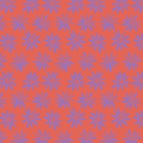 Simple Circular Flower 2 tone small floral print in terracotta and lilac