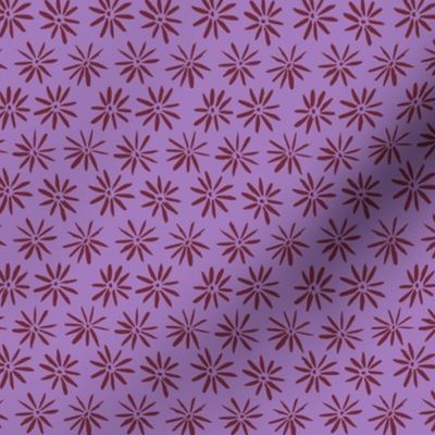 Simple Circular Flower 2 tone small floral print in lilac and burgandy