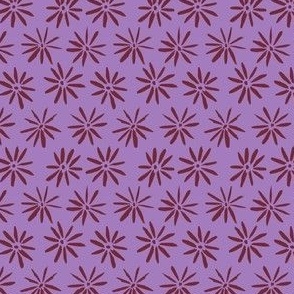 Simple Circular Flower 2 tone small floral print in lilac and burgandy