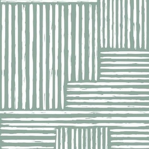 Rustic Modern Brush Abstract Pattern White on Sage Green, Weave Basket Pattern