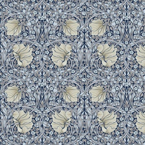 Pimpernel - SMALL 10 "  - historic reconstructed damask wallpaper by William Morris - blue gray sage antiqued restored reconstruction  art nouveau art deco