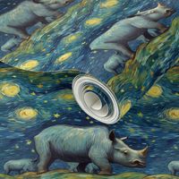 starry night rhinoceros herd inspired by vincent van gogh