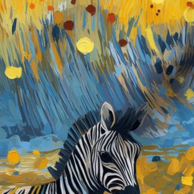 van gogh inspired zebras on the african plain