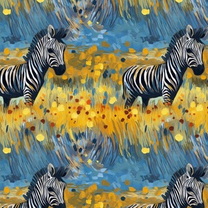 van gogh inspired zebras on the african plain