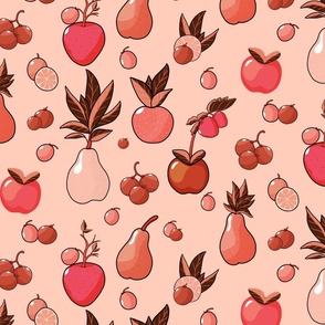 A Whimsical Orchard - Brown + Peach + Pink ( Large )