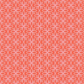 Orange and Pink Modern Geometric Flower Pattern Tile Small Scale